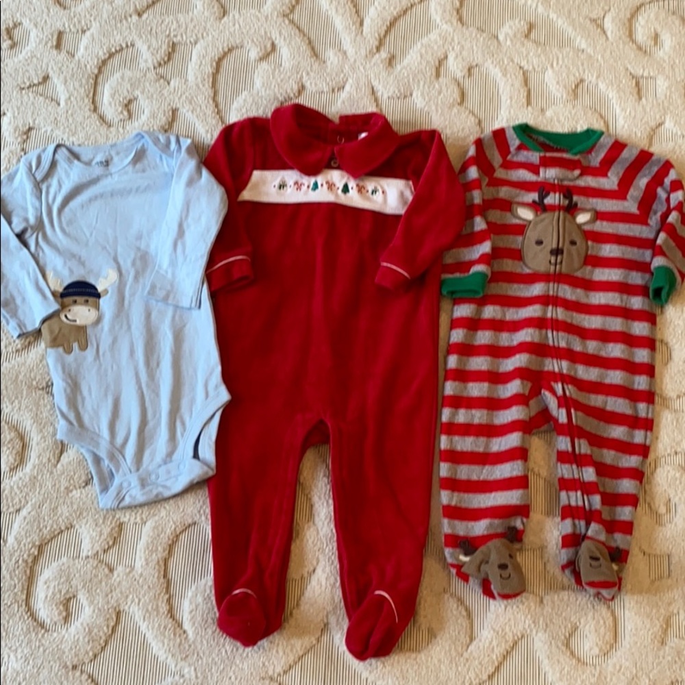 Baby Boy 6/9 M Christmas Sleeper Bundle